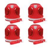 Kuber Industries Reflective Dog Harness With Adjustable Leash|Breathable Polyester Mesh Fabric |XL Size|HT-844|Comfortable No-Pull Grip|Quick Release Buckles|Easy On - Easy Off Harness|Red (Pack Of 4)